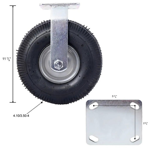 Haul Whatever You Need With These Heavy Duty 10 Inch Pneumatic Caster Wheels Set Of 4 Featuring flat proof rubber tire and steel hub.