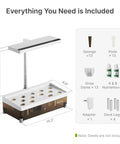 Indoor Hydroponics Growing System Kit With 13 Pods Dimmable Grow Light Four Liter Visible Water Tank Adjustable Height Up To Twelve Point Eight Inches Digital Timer And Water Nutrient Reminder No Fuss Gift For Gardeners with included accessories.