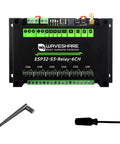 Six Channel ESP32S3 WiFi Relay Module With RS485 and Bluetooth Pico HAT, screwdriver and antenna, front view, for IoT automation.