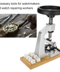 Top Tier Premium Watch Case Opener Tool Set Hella Tough Bench Press Vice with adjustable grip for watch maintenance.