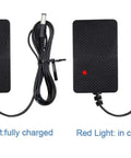 Charger indicators for 36V 5Ah Rechargeable Li-ion Battery Pack With Built-In 10A BMS, showing green and red light status