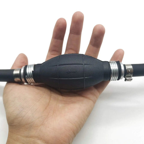 Six Foot Universal Fuel Line Assembly With Three Eighth Inch Inner Diameter And Five Eighth Inch Outer Diameter, Primer Bulb, Steel Clamps, Ethanol Compatible Marine Outboard Boat RV Fuel Line Kit