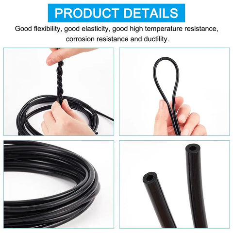 Top Tier 16 Point 4 Feet Black Silicone Vacuum Hose With 2mm Inner Diameter Fits High Temp Automotive Engines And DIY Pipeline Jobs For Smooth Suction And Reliable Performance coiled and bent in close-up