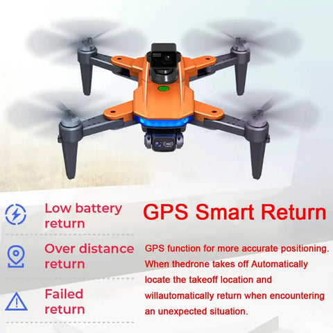 360 Degree Obstacle Avoidance GPS Drone With 4K Camera For Grownups Brushless Quadcopter in flight, showcasing smart return feature