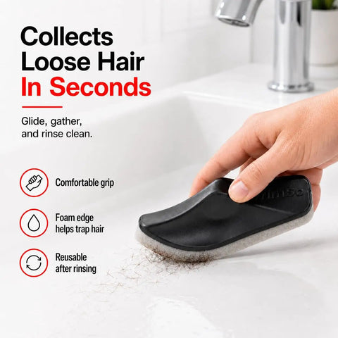 Beard Hair Catcher Sponge For No Mess Sinks And Bathroom Cleanup Mens Grooming Bar Sponge in use catching hair