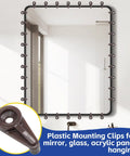 Heavy Duty Brown Mirror Hanging Clips 25 Pack Easy Snap Glass Retainer Brackets For Cabinets And Vanities secure a mirror with clips.