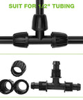 Six Pack Half Inch Drip Irrigation Tee Connectors Barbed Lock Fittings For Half Inch Tubing Leak-Proof 3-Way Coupler
