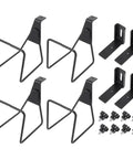 Adjustable Wall Mounted Hose And Pipe Rack For Lawn And Garage Cleanup Holds Eighty Feet, black steel brackets and mounting hardware.