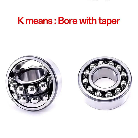 Double Row Self Aligning Ball Bearing 1200 Series Tough As Nails Construction With High Carbon Chromium Steel For Heavy Duty High Speed Machinery Support And Rock Solid Misalignment Compensation In 1202 15x35x11 Size close-up of tapered bore design