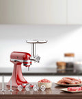 Pro-Grade Meat Grinder And Slicer Shredder Attachments For Stand Mixers, No-Fuss Sausage Stuffer Tubes included in kitchen scene