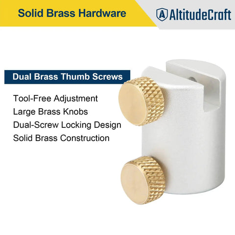 Bullet And Headspace Gauge Comparator Kit With 14 Inserts And 6 Bushings For Precise Reloading Across Calibers From.17 To.45 shown with dual brass thumb screws for adjustment.