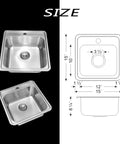 Stainless Steel Single Bowl Topmount Kitchen Sink 1515-6 Durable 22 Gauge Type 304 ADA Compliant Compact Design size details
