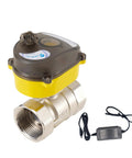 Electric Ball Valve One And A Quarter Inch Full Bore With 24V Actuator And Universal 110 230V Power Adapter Automatic Return Normally Closed Water Valve DN32MM For Easy Plumbing Control And Auto Irrigation Systems shown with power adapter