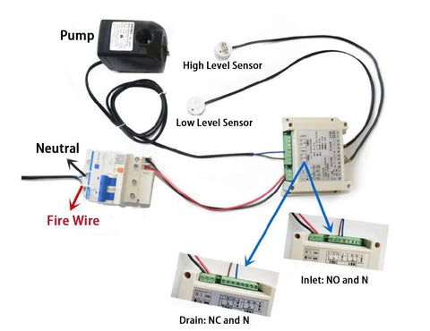 Automatic Water Level Controller For Tanks With Two Non Contact Water Level Sensors, 1 Meter Cable wiring diagram