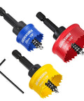 Colorful 4 Piece Impact Hole Saw Set For Thin Metal Wood PVC And Drywall Includes 7/8 1-1/8 And 1-3/8 Inch M42 Cobalt Bi Metal Cutters