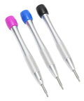 Three Color Stainless Steel Watch Movement Screwdriver Set for 3235 Movement Repairs with color-coded handles.