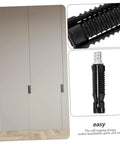 Rock Solid Invisible Furniture Connecting Fasteners With Heavy Duty Cam Lock Bolts And Precision Dowels For Smooth Wood Joinery And Complete Zero Hassle Setup Pack installed in modern closet.