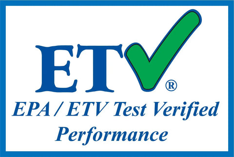 ETV logo showing EPA/ETV Test Verified Performance certification for water testing kits.