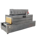 Heavy Duty Automatic Heat Shrink Tunnel Packaging Machine For Pof Pvc Film With Smooth Conveyor Belt And 4500W Motor, side view with conveyor rollers.