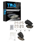 Front and Rear Ceramic Brake Pad Set with Hardware for Toyota, Quiet, Low Dust, High Performance Braking Kit shown with hardware