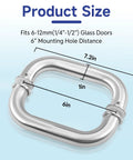 Six Inch Center To Center Glass Shower Door Handle Fits One Quarter To One Half Inch Thick Glass Brushed Nickel Finish Easy DIY Install, size chart