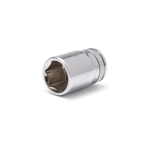 Single socket from Go-To Thirteen-Piece One Quarter Inch Drive Six Point Mid-Length Metric Socket Set With Chamfered Openings And Off-Corner Loading
