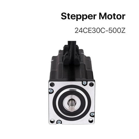 Front view of NEMA 24 closed-loop stepper motor with silver mounting face and black housing.