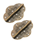 Heavy Duty Antique Bronze Cabinet Hinges Two Pack Vintage Iron Hardware For Drawers Closets And Jewelry Boxes Easy Peasy Mount Design Hella Durable Everyday Solution, showing intricate design and mounting holes.