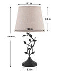 Vintage Tree Branch Base Table Lamp With Beige Shade USB A And USB C Charging Ports Tall Bedroom End Table Lamp For Bedside Or Living Room