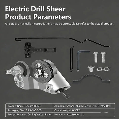 Titanium Drill Nibbler Sheet Metal Cutter Attachment With Adapter transforms electric drill, includes various cutting accessories.