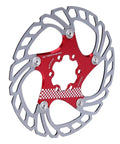 203mm Floating Disc Brake For Mountain Bikes With CNC Precision, red and silver dual material construction, front view