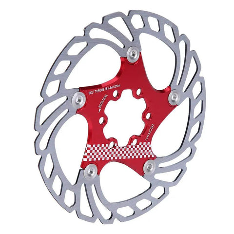 203mm Floating Disc Brake For Mountain Bikes With CNC Precision, red and silver dual material construction, front view