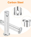 Close-up view of 25 Piece Set Carbon Steel Single Hole Clevis Pins 0.3125 Inch By 1.5 Inch Flat Head showcasing holes and flat-head design.