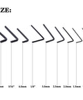 Eleven Piece Guitar Allen Wrench Set With Lengthened Ball End Wrenches for Truss Rod and Nut Locking, sizes from 1.5mm to 5.0mm