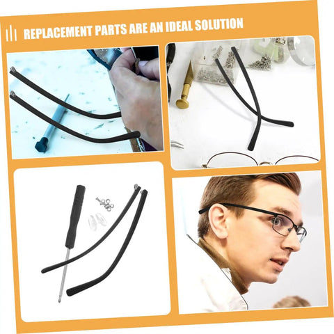 Eyewear Repair Kit With Replacement Temple Arms Screws And Lanyard For Glasses, Quick And Easy Eyeglass Frame Fix Kit components
