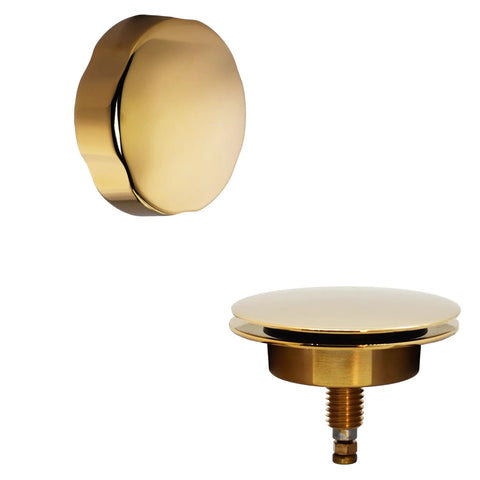 Polished brass pop up stopper and strainer for 35 Inch Rock Solid Cable Driven Bath Waste, ideal for bathroom sink installation.