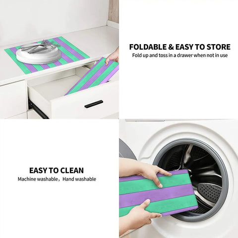 Purple Green Wood Grain Print Microfiber Dish Drying Mat for Kitchen Counter super absorbent and machine washable 16 by 18 inches
