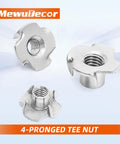 304 Stainless Steel T Nut 8mm Barrel Length 4 Prong Tee Nut Threaded Insert For Wood Beefy No Slip Grip Rock Climbing Holds Cabinets And Furniture 25 Pack
