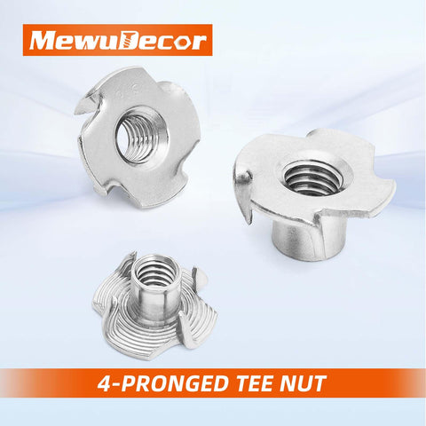 304 Stainless Steel T Nut 8mm Barrel Length 4 Prong Tee Nut Threaded Insert For Wood Beefy No Slip Grip Rock Climbing Holds Cabinets And Furniture 25 Pack