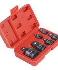 Six Piece Impact Socket Adapter Kit With Case For Size Conversion And Socket Reducer Tool For Impact Drivers The Pro Grade Driver Adapter Set For Pros And DIY Mechanics Professional Quality Rugged And Versatile in red storage case
