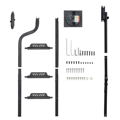45 Inch Foldable Tailgate Ladder With Grab Handle For Pickup Trucks, Heavy Duty Step Up Access, Fits Ford F Series, Ram 2500, Silverado And More, 600 LB Capacity, Easy Install parts and hardware laid out