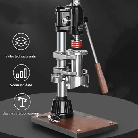 Pro Level Hand Pump Espresso Maker With Rock Solid Build And Kicker 16 Bar Pressure Portable Stainless Steel Coffee Press showing lever mechanism and wooden base.