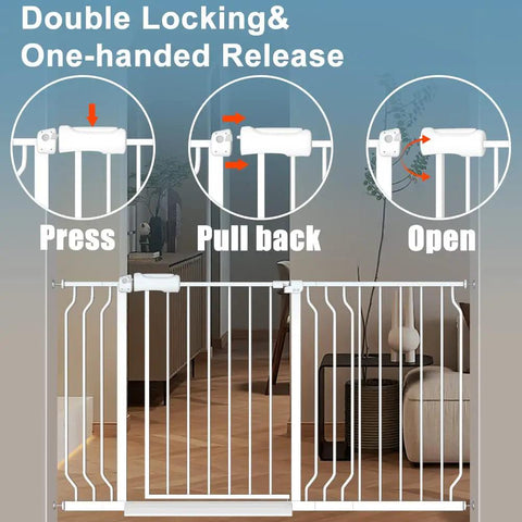 Adjustable Narrow Baby Gate Fits 24 To 29 Inches Wide Pressure Mounted No Drill Walk Through Metal Safety Gate For Kids And Pets Stairs