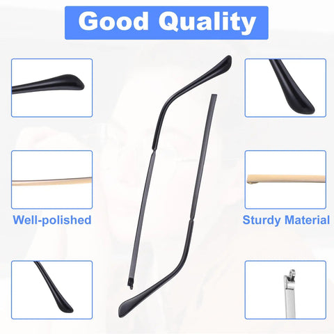 Universal Glasses Repair Kit With Screws And Two Pairs Of Replacement Arms For Broken Specs featuring durable TR90 material and well-polished design.
