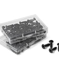 #12 X 1-1/2 Flat Head Sheet Metal Screws 40 Pack Phillips Drive in clear box with loose screws on side, self-tapping rust fighting.
