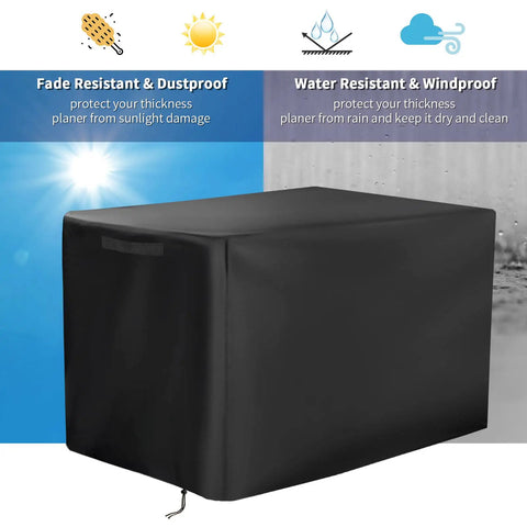 Top Shelf Waterproof Oxford Cloth Thickness Planer Dust Cover For 25 Inch Woodworking Tools in black, protecting tools from dust and moisture.