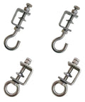4 Piece Stainless Steel C Clamp With Ring Heavy Duty Hanging J Hooks For Pipe And Beam Clamps With Ring Holds Up To 100 Pounds Static Load Versatile Indoor Outdoor Use Ideal For Garage Workshop Ceiling Racks And DIY Projects close-up of J hooks and rings