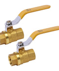 Heavy Duty 1/2 Inch Brass Ball Valve Set With Full Port NPT Threaded Water Shut Off Valves Female Thread Connectors 150 PSI WSP And 600 PSI WOG Pack Of 2