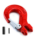 Three Eighths Inch Safety Clevis Slip Hook With Latch, 4400 Lb Working Load, Grade 80 Drop Forged Alloy Steel, Red, Side View
