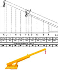 Heavy Duty Workhorse Forklift Jib Boom Crane With 6600 LB Capacity displayed with suspension load chart and yellow mobile hoist design.